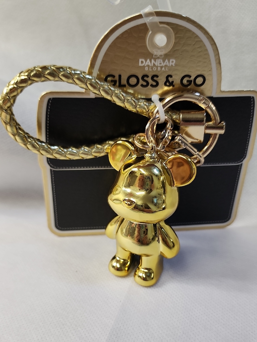Gloss & Go Gold Bear Keychain Card Holder